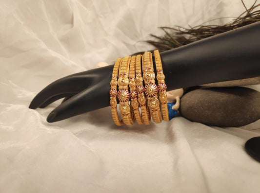 Gold Plated Kada and Chudi Set (Pack of 6)
