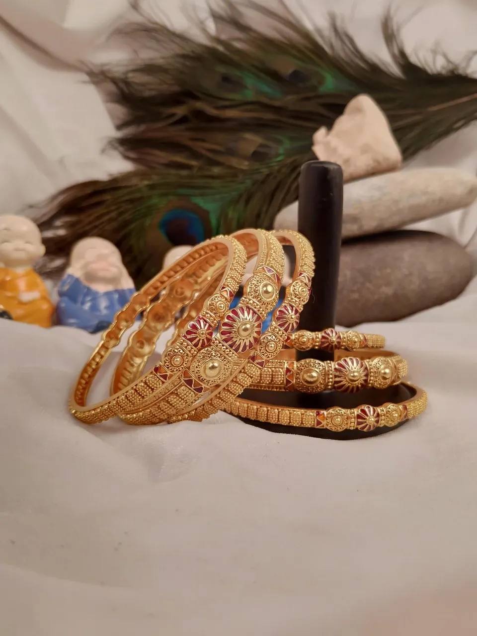 Gold Plated Kada and Chudi Set (Pack of 6)