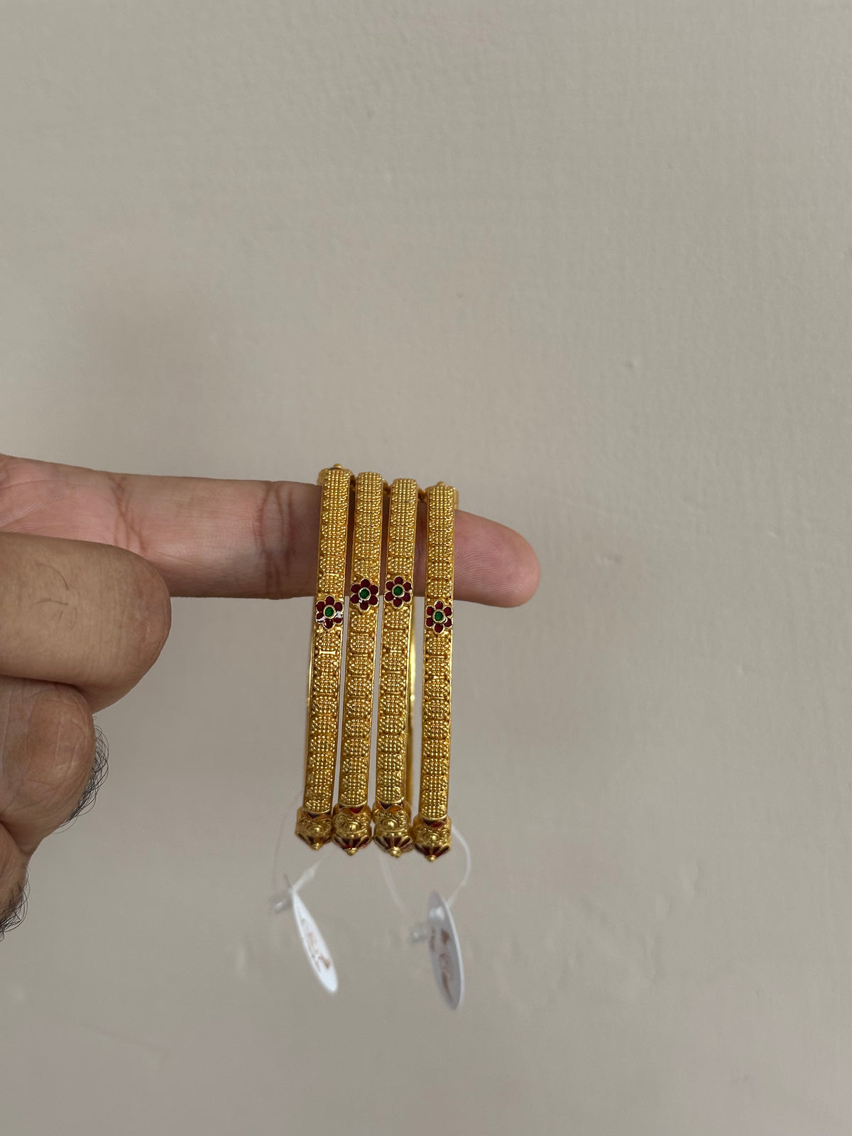 Gold-Plated Meenakari Flower Designer Bangles Set for Women – Pack of 4