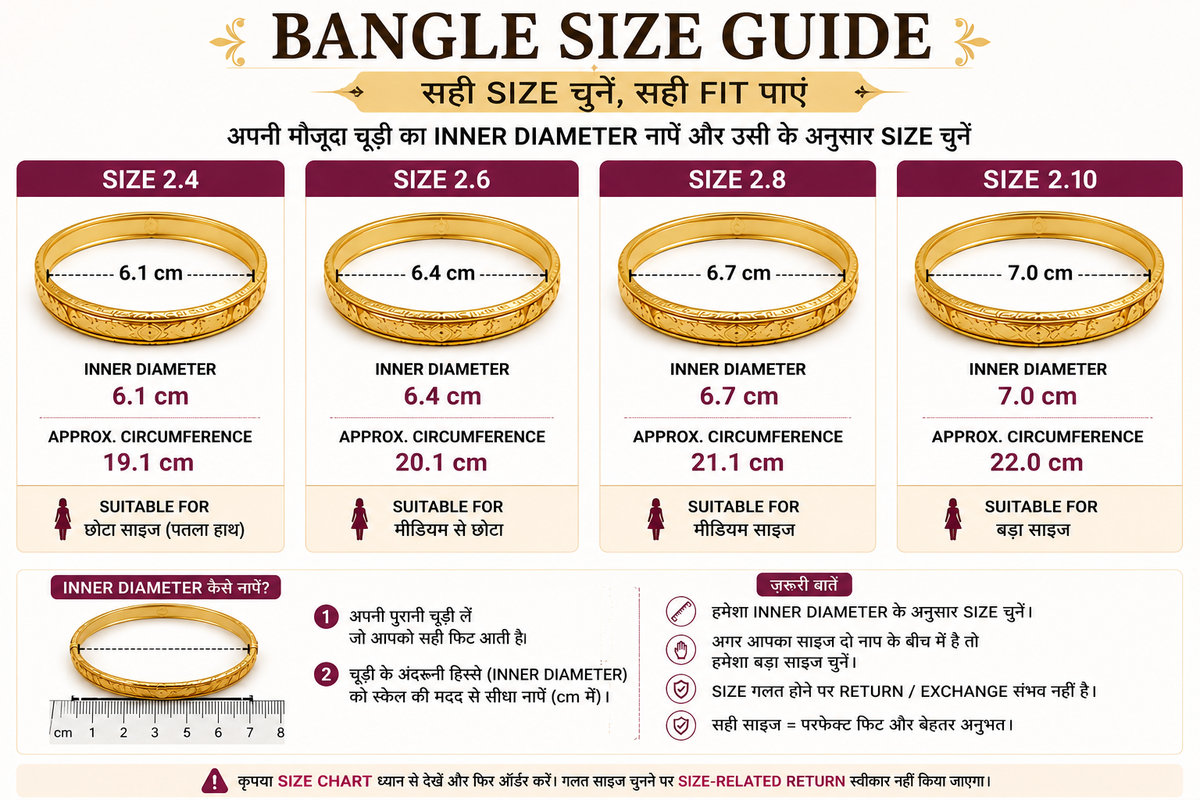 Gold Plated Kada and Chudi Set (Pack of 6)
